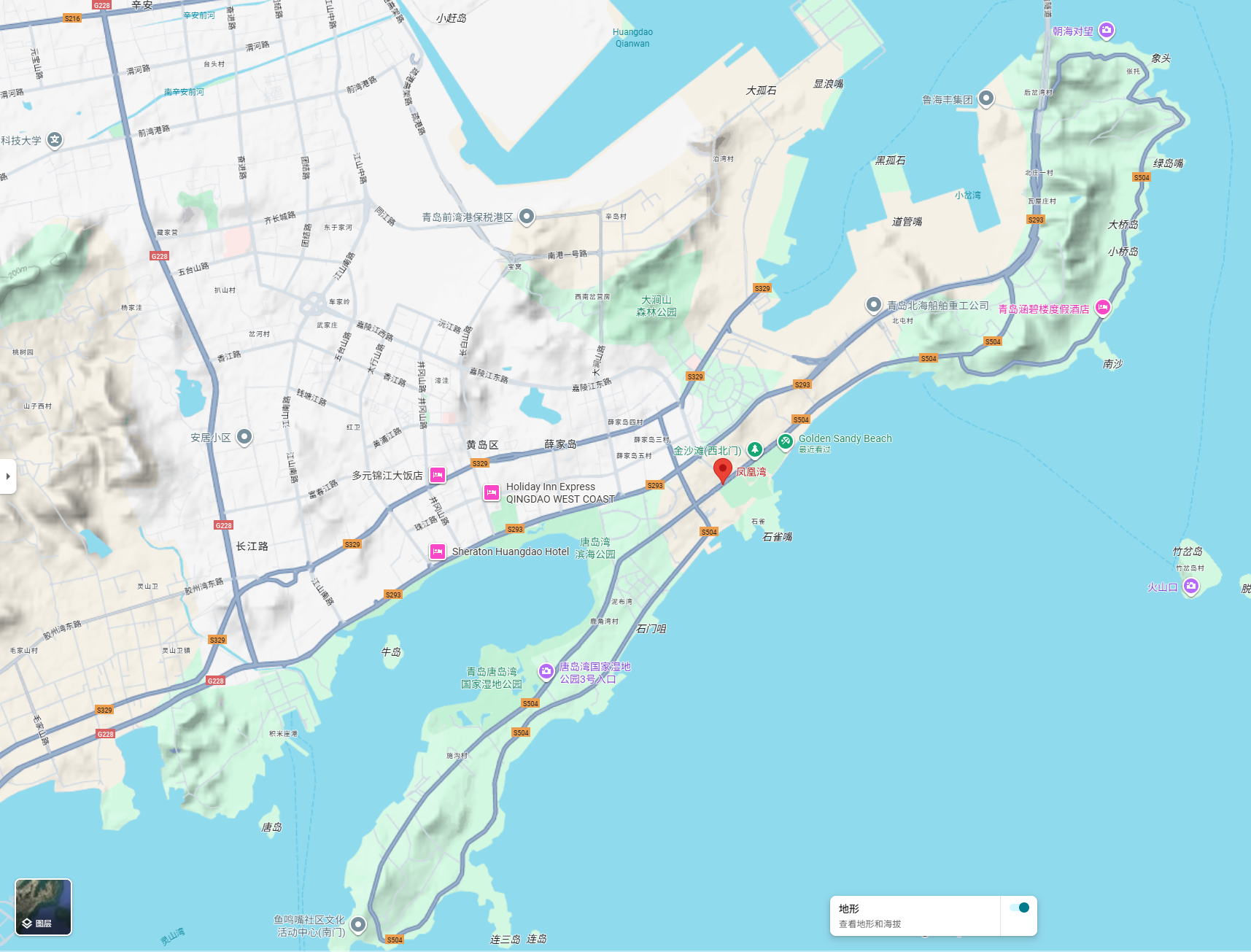 東凰出海公司位置地图 - 中国山东省青岛市黄岛区(金沙滩)東凰湾